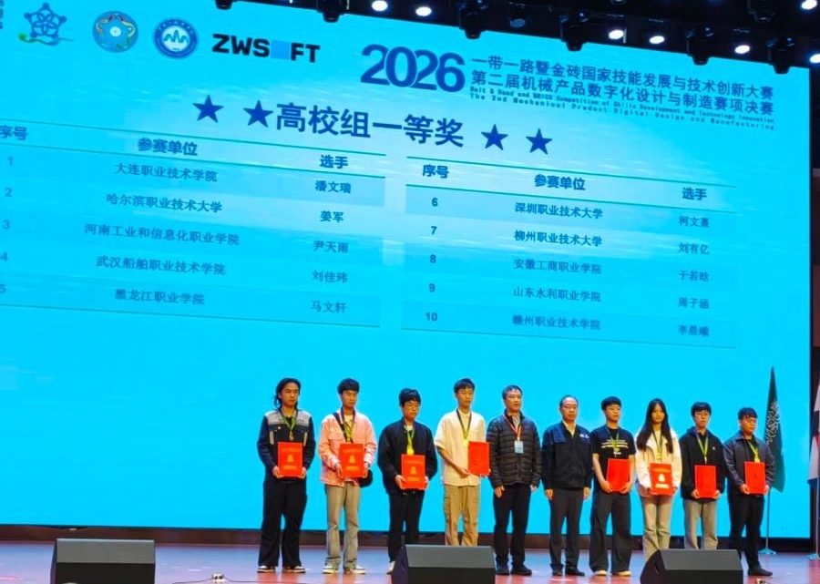 图1 2026一带一路暨金砖国家技能发展与技术创新大赛第二届机械产品数字化设计与制造赛项高校组一等奖